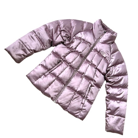 North Face 550 Down Puffer Gotham Metallic Light Purple Mauve Jacket, XL/18 - Picture 1 of 15